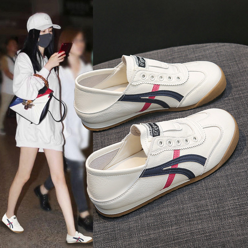 韩国明星同款平底轻便小白鞋女2026夏季新款一脚蹬舒适不累脚德训