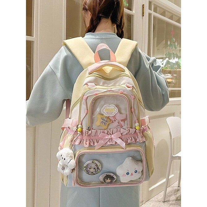 韩国明星同款二次元书包女初中生高颜值多巴胺透明痛包小学生大容