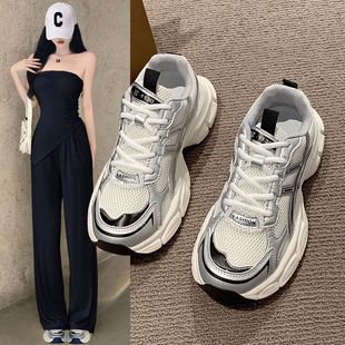 透气网面学生跑步炸街轻便休 春秋季 香港潮牌厚底老爹鞋 女2025新款