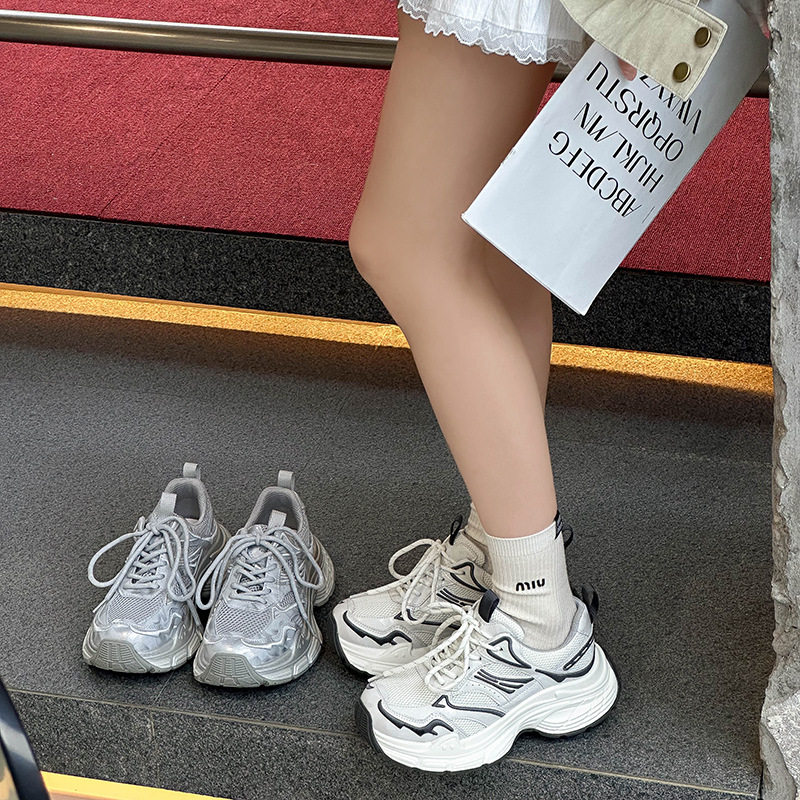 韩国明星同款运动老爹鞋女2026春秋季新款网红百搭网眼舒适厚底轻