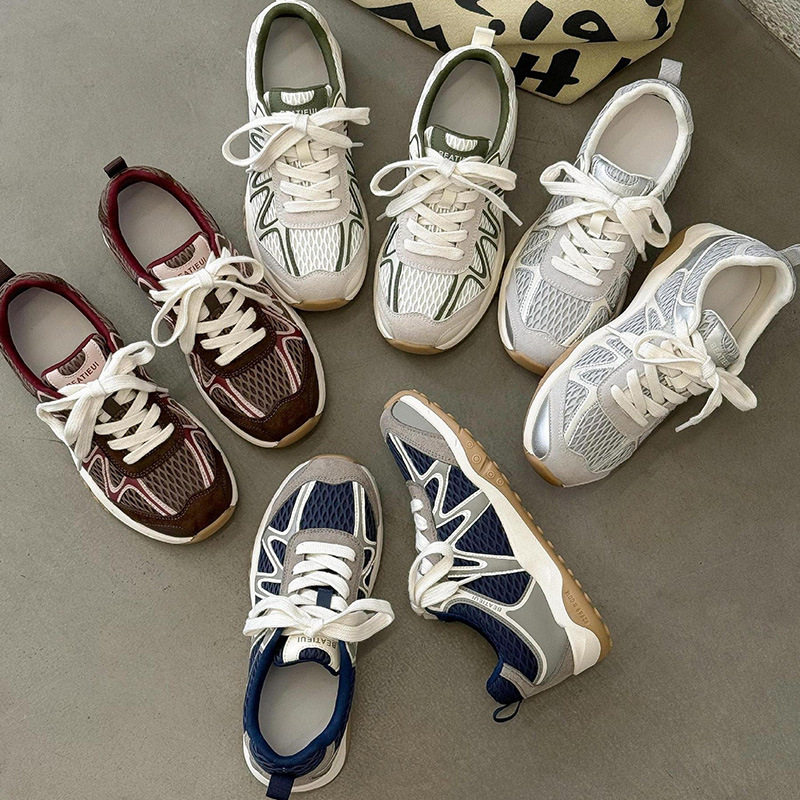 香港潮牌复古拼色阿甘鞋女2025秋季新款真皮网面透气轻便德训鞋厚,女鞋,德训鞋,淘宝优惠券,粉丝福利购,淘宝优惠卷