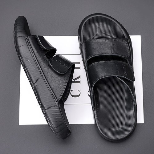 康奈官方正品头层牛皮勃肻拖鞋男士2025夏季外穿凉拖男款厚底沙滩