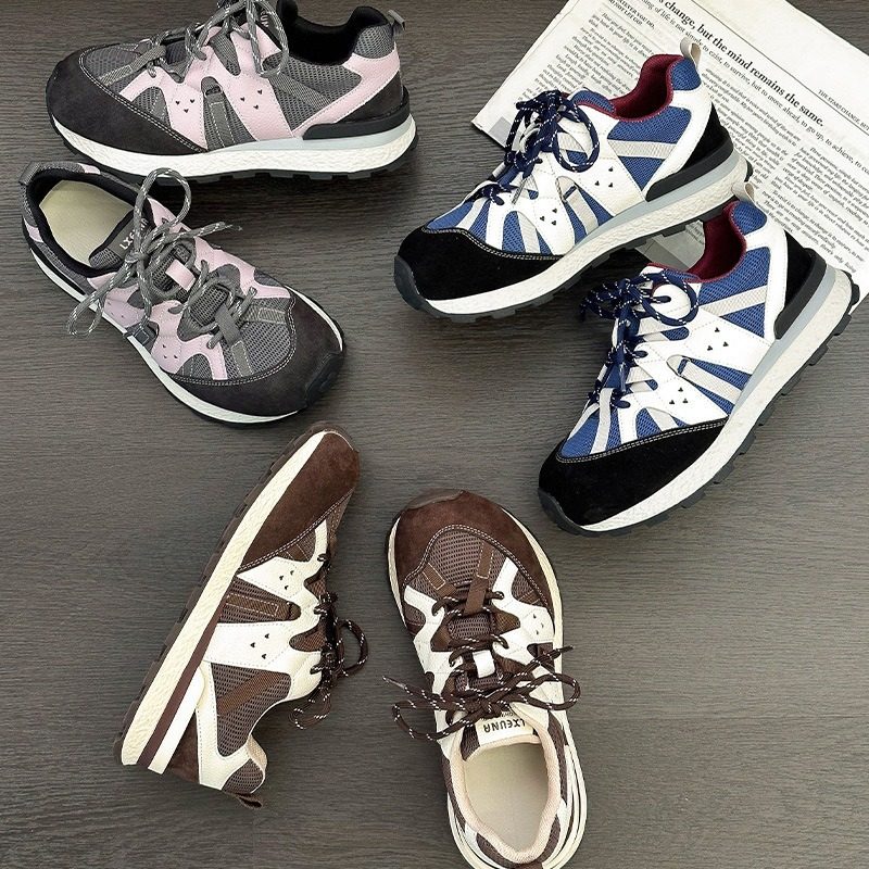 香港潮牌厚底阿甘鞋女2025秋季新款时尚拼色百搭韩版德训鞋真皮透,女鞋,德训鞋,淘宝优惠券,粉丝福利购,淘宝优惠卷