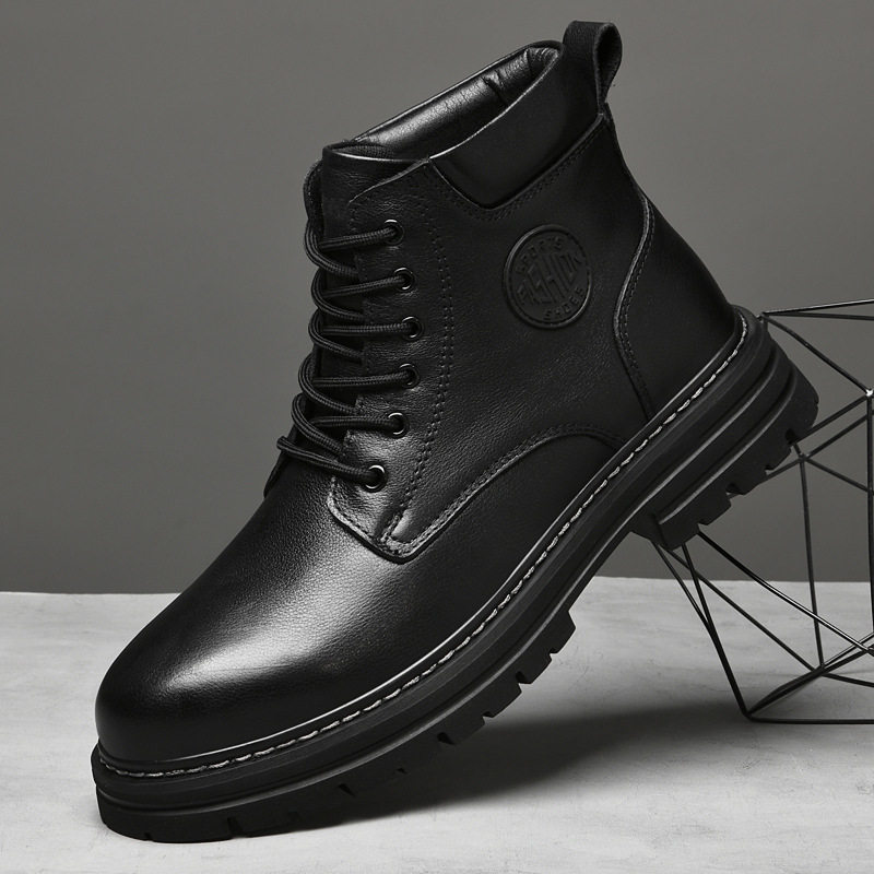 香港潮牌新款男士头层牛皮马丁靴真皮加绒保暖休闲棉鞋户外旅游时,流行男鞋,马丁靴,淘宝优惠券,粉丝福利购,淘宝优惠卷