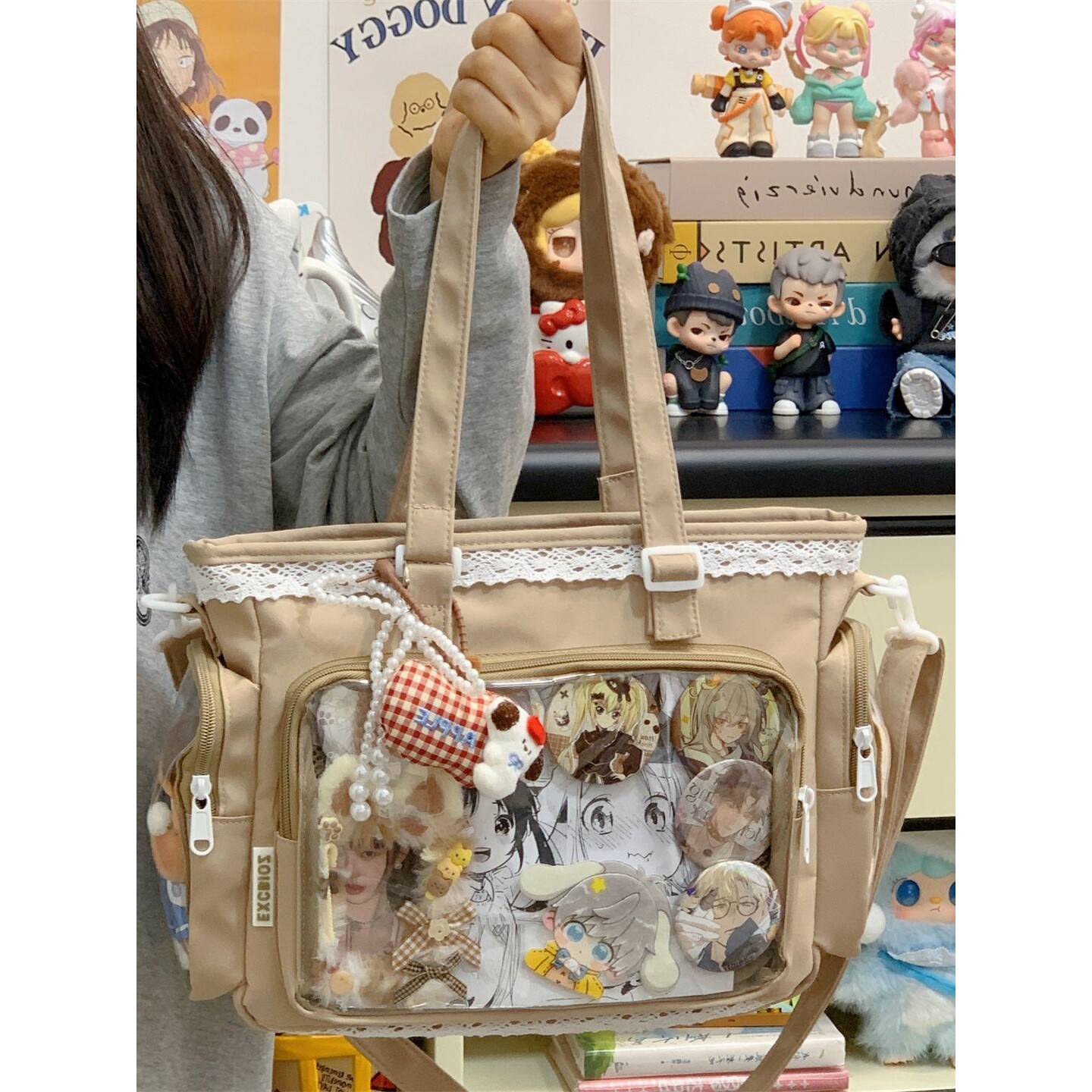 韩国明星同款日系透明花边痛包日常娃包单肩包女学生二次元通勤托