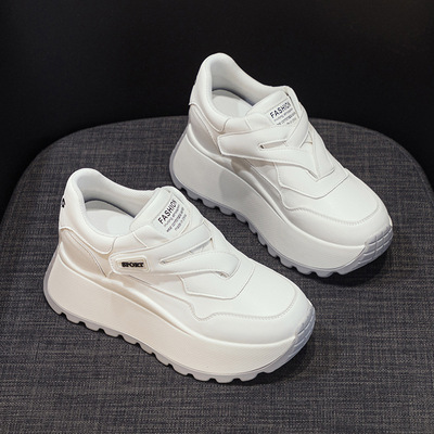 香港潮牌2025厚底松糕内增高8cm魔术贴百搭圆头轻便新款休闲运动