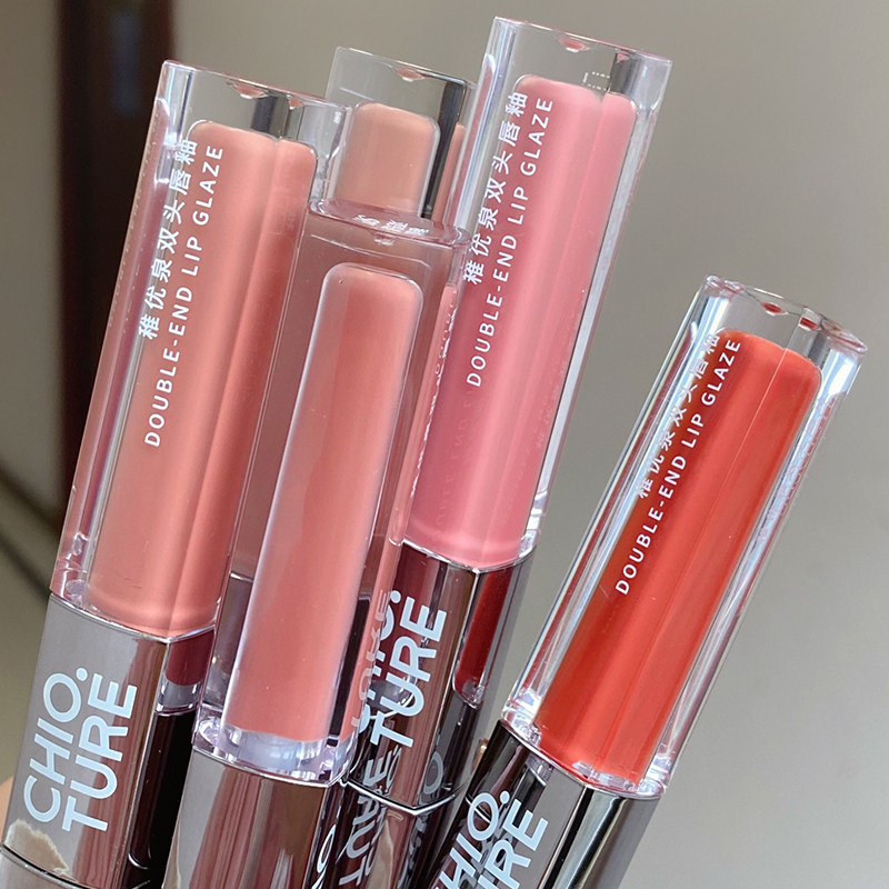 稚优泉双头唇釉镜面水光透明唇蜜哑光唇泥口红不沾杯
