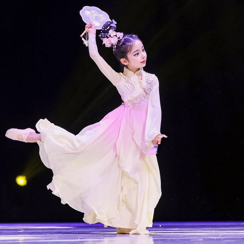 少儿古典舞演出服女童飘逸仙气艺考舞蹈服儿童独舞国风剧目表演服