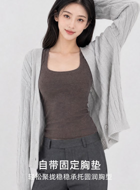 新款无袖吊带背心女士秋冬款简约风休闲打底衫可内穿外搭