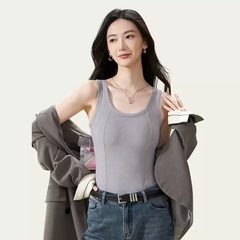 新款时尚百搭显瘦吊带背心女带胸垫一体式内搭外穿打底上衣8889