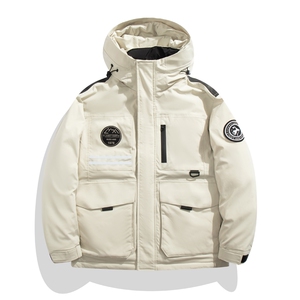 白底平铺2024冬季新款羽绒服男加厚连帽工装户外冲锋衣8073--P195图片