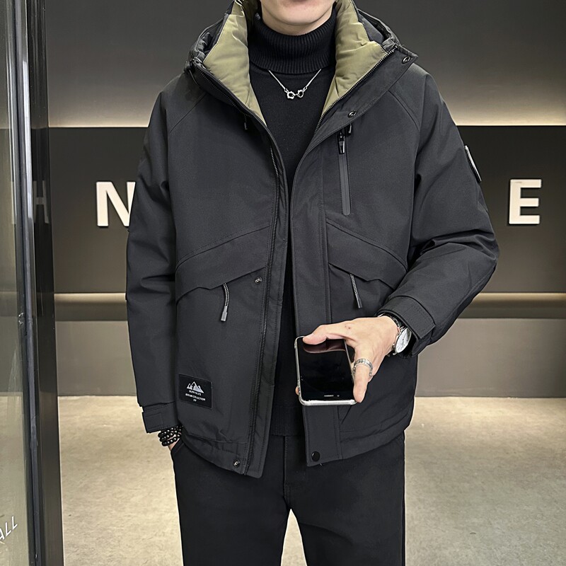 店主风2025冬季新款羽绒服男短款连帽潮牌冲锋衣外套8117--P200图片