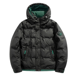 平铺白底2024冬季新款羽绒服男短款连帽拼色羽绒外套D69-P175，男装羽绒服，电商D238