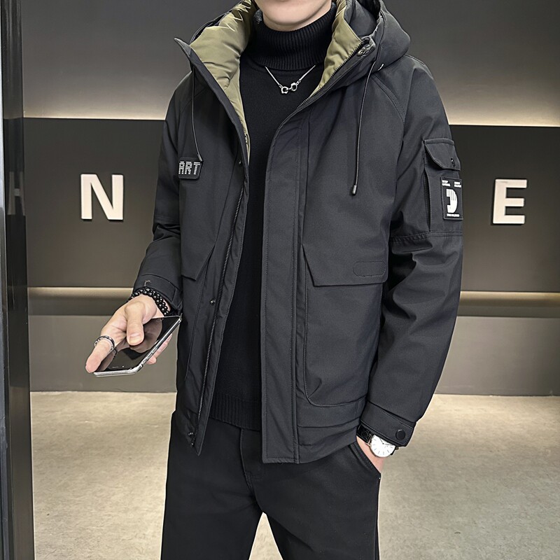 店主风2024冬季新款羽绒服男短款连帽潮牌冲锋衣外套8128--P200,男装羽绒服,电商D238