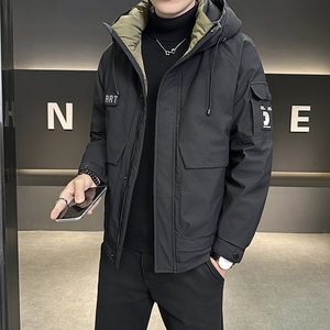 店主风2024冬季新款羽绒服男短款连帽潮牌冲锋衣外套8128--P200图片