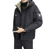 店主风2025冬季新款羽绒服男短款连帽潮牌冲锋衣外套8128--P200，男装羽绒服，电商D238