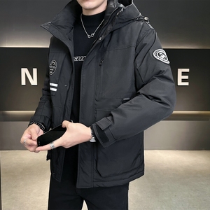 店主风2024冬季新款羽绒服男加厚连帽工装户外冲锋衣8073--P195图片