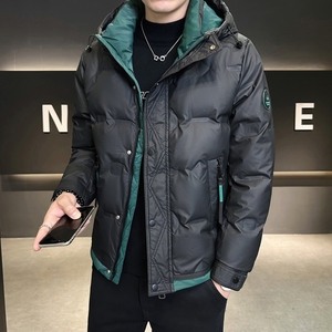 店主风2025冬季新款羽绒服男短款连帽拼色羽绒外套D69-P175图片