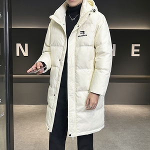 店主风2024冬季新款羽绒服男中长款加厚宽松标绒外套8838--P295