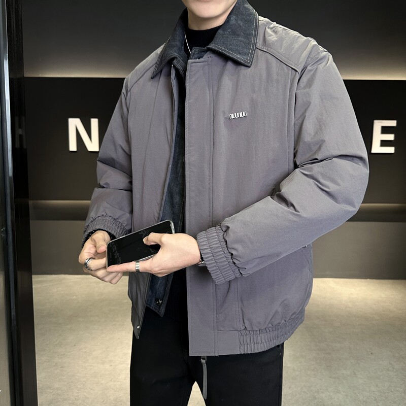 店主风2025冬季假两件羽绒服男翻领短款标绒外套T522--P210,男装羽绒服,电商D238