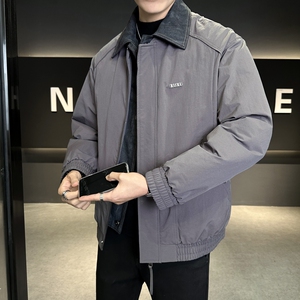 店主风2025冬季假两件羽绒服男翻领短款标绒外套T522--P210图片
