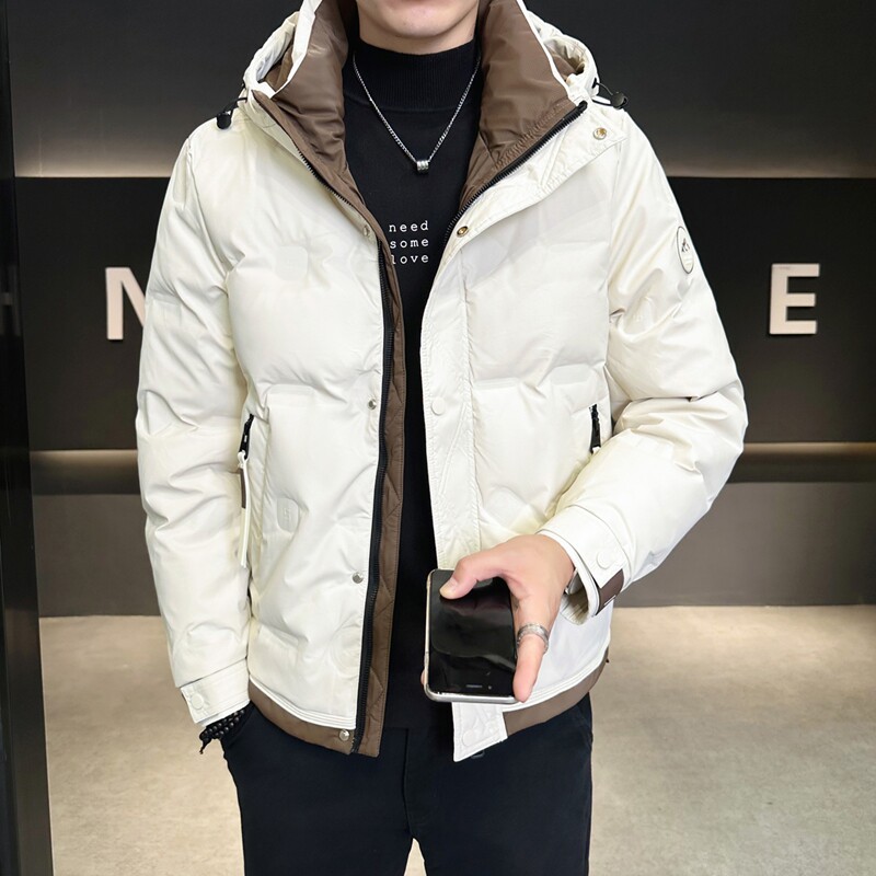 店主风2025冬季新款羽绒服男短款连帽拼色羽绒外套D69-P175图片