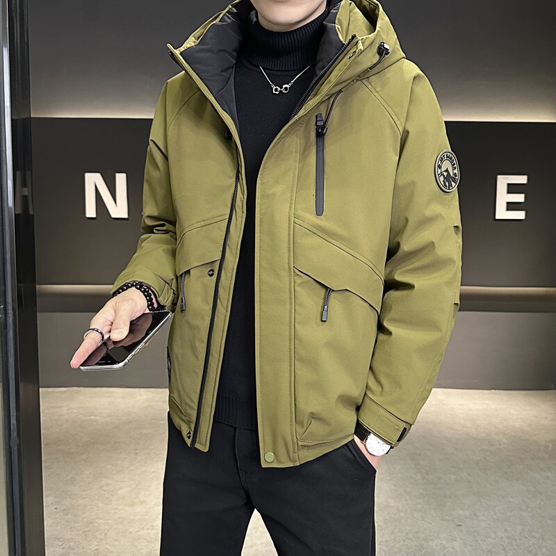 店主风2025冬季新款羽绒服男短款连帽潮牌冲锋衣外套8117--P200,男装羽绒服,电商D238