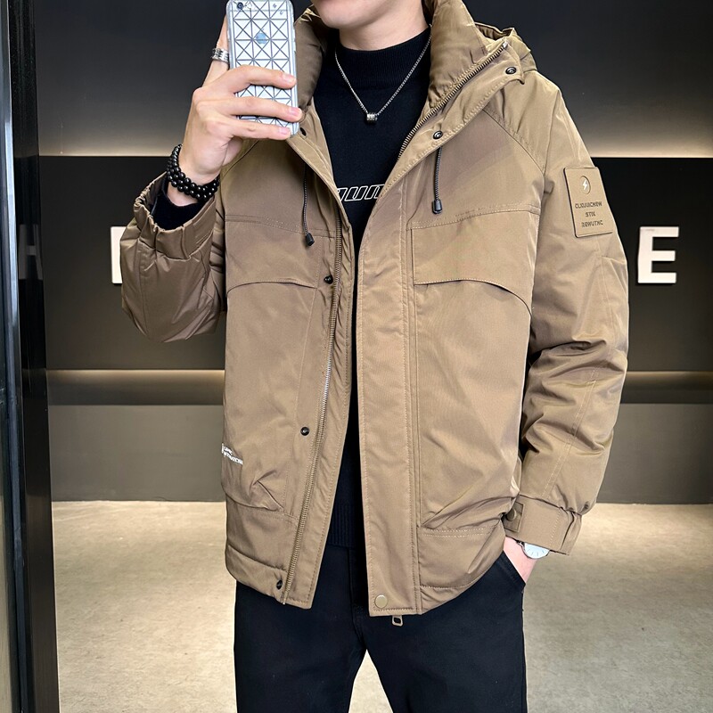 店主风2025冬季羽绒服男一手长连帽宽松标绒外套7819-TP155,男装羽绒服,电商D238