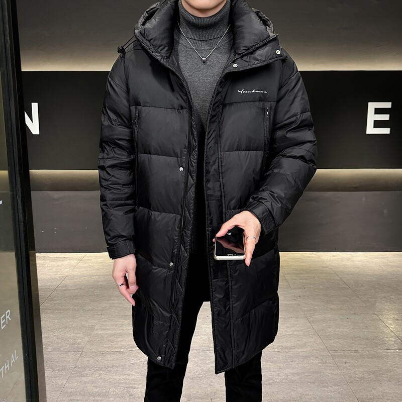 店主风2024冬季长款标绒羽绒服男连帽加厚宽松外套6031--P340,男装羽绒服,电商D238