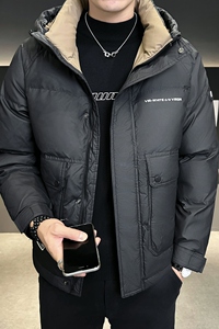 店主风2024冬季新款羽绒服男短款连帽加厚工装羽绒外套2489--P165图片