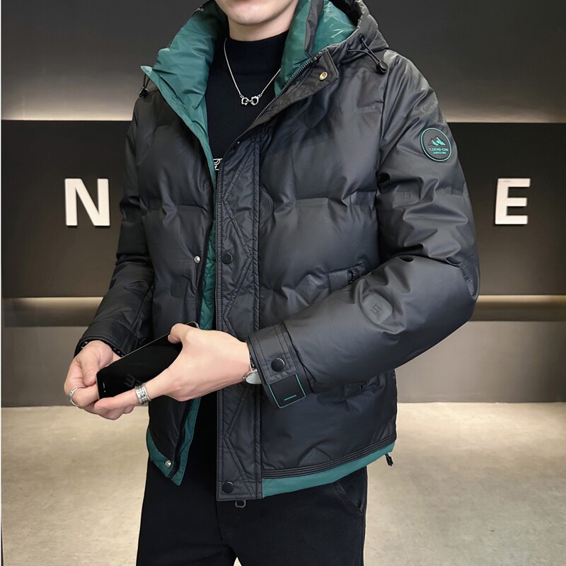 店主风2025冬季新款羽绒服男短款连帽拼色羽绒外套D69-P175,男装羽绒服,电商D238