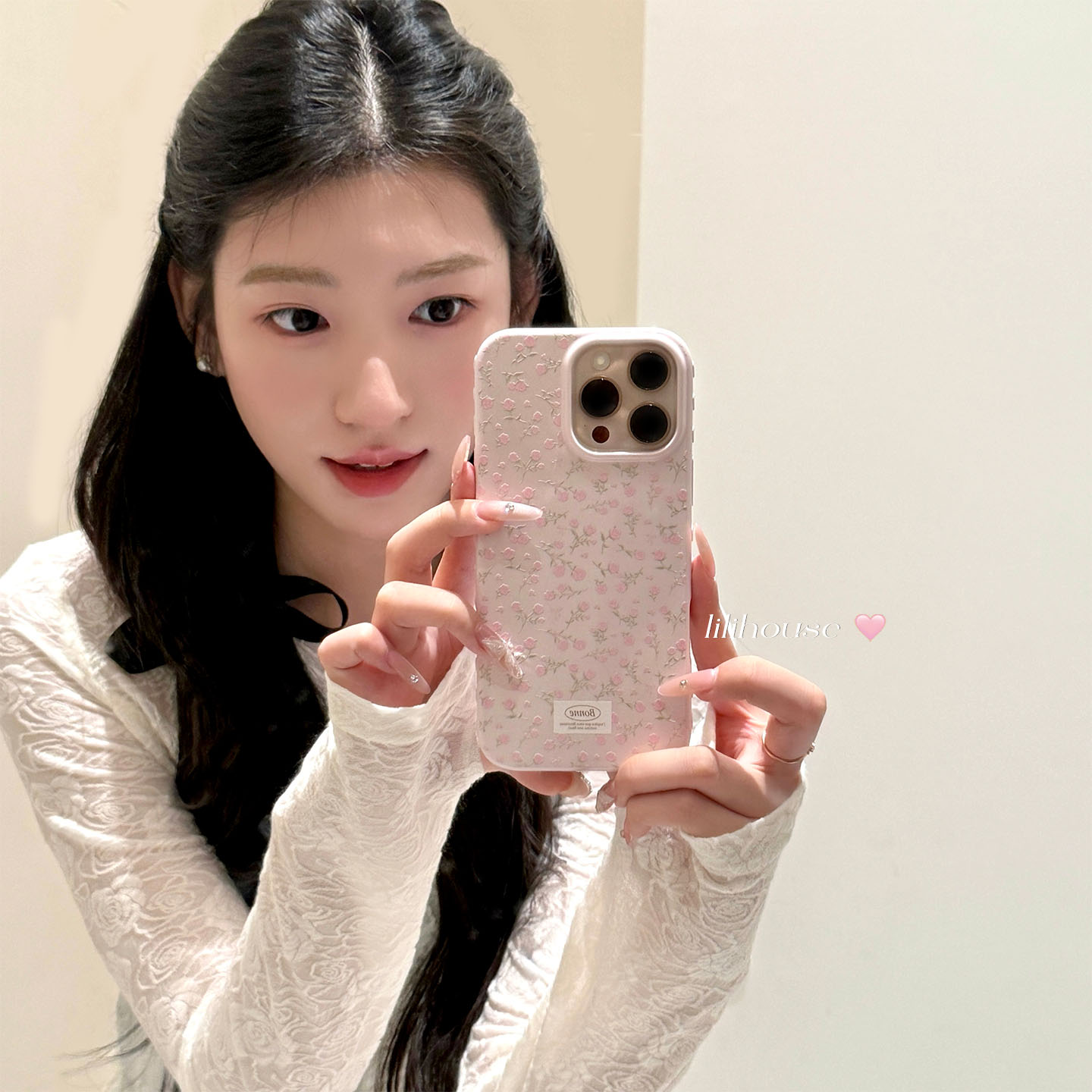 氛围感奶油满屏小碎花苹果手机壳