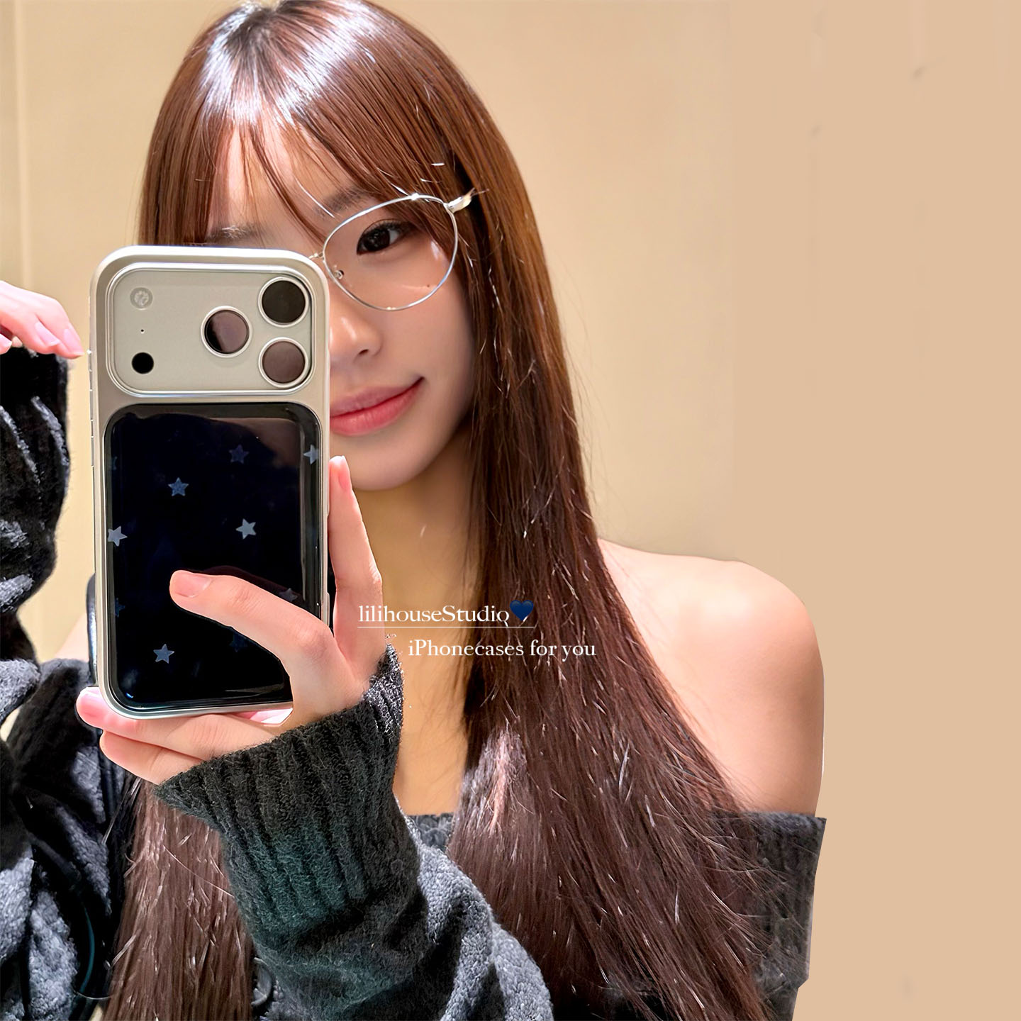 简约氛围感满屏星星苹果手机壳女