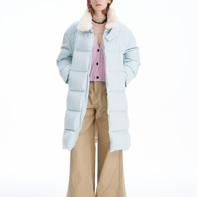 莫兰蒂色调中长款鹅绒羽绒服