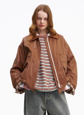 【新品】SERY卡其色巴恩风翻领夹克外套美式复古工装风夹克Jacket