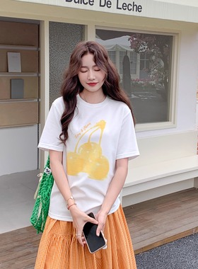 SERY原创设计元气黄色大樱桃T恤韩版ins风创意感短袖Shirt