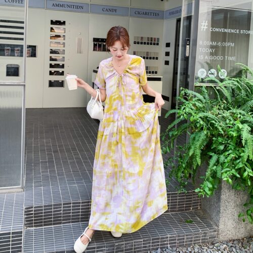 SERY紫色迷笛印花连衣裙Dress