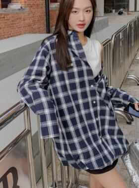 SERY 假两件格纹短款廓形男友风衬衫 设计师原创