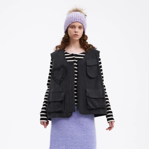 SERY做旧牛仔U型领工装马甲Vest