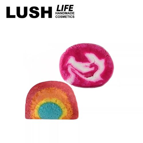 英产lush泡泡浴粑2枚套新鲜天鹅绒泡泡浴芭礼物网红泡澡彩虹冬季