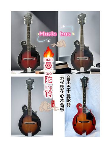 Music bus音乐巴士f型曼陀铃藏族乐器云杉桃花心八弦琴实拍图送包