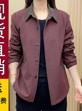 2025秋冬新款翻领加绒宽松妈妈装外套简约时尚百搭大方减龄上衣