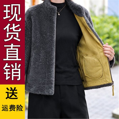 冬季保暖加厚毛绒立领短款