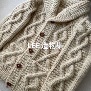 LEE造物集秋冬保暖美利奴羊毛手工菱形复古韩风毛衣开衫