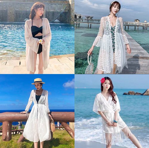 海边度假蕾丝开衫沙滩可下水泳衣