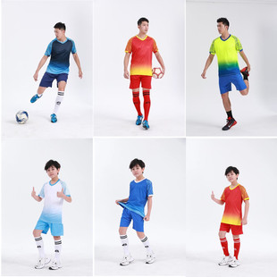 竞彪儿童足球服套装定制男女幼儿园球衣中小学生训练班服羽毛球服