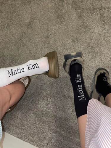 字母提花男女通用中筒袜