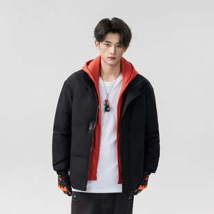 石狮市浪印户外羽绒服男女同款休闲运动保暖青少年情侣假两件外套