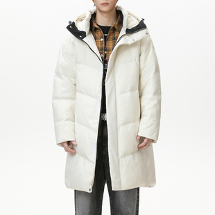 石狮市浪印户外羽绒服男女同款冬季新品长款过膝加厚纯色保暖外套