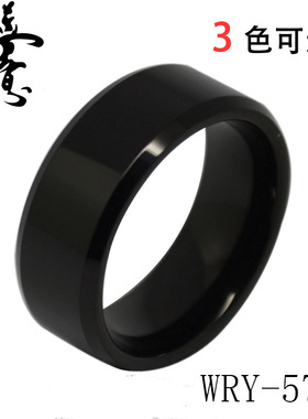 WRY男士钨金戒指倒角电黑外贸霸气韩版简约个性尾戒单身饰品现货
